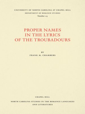 cover image of Proper Names in the Lyrics of the Troubadours